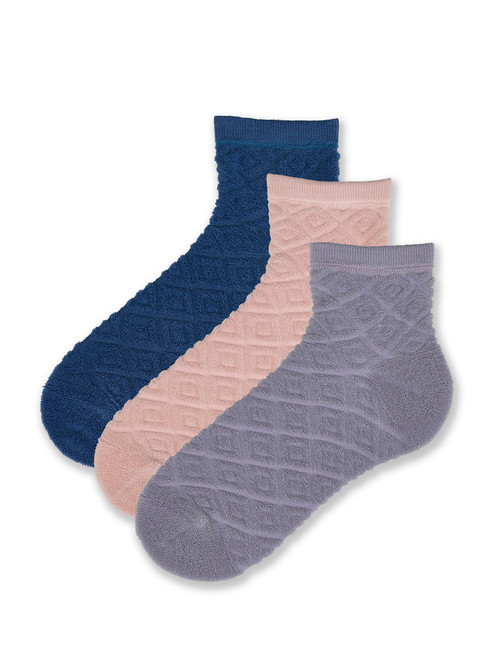 Moisturizing Diamond Terry Ankle Sock 3 Pair Pack