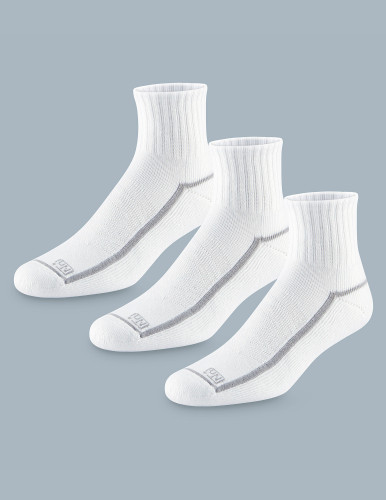 ExpanTech Stretch Tech Men's Tab Back Socks 3 Pairs White - Nn+