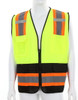 Luminator® Series Hi-Vis Lime Black Reflective Safety Vest - 4 Inch Orange Silver Stripes - Zipper Front Closure - Meets ANSI/ISEA 107 2020 Standard - Type R Class 2 Compliant - Cool Mesh Back with Solid Front