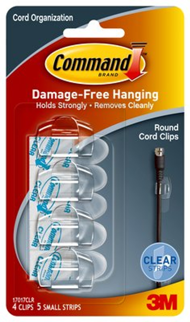 3M Command Clear Large Cord Clips w/Clear Strips, Pack of 8