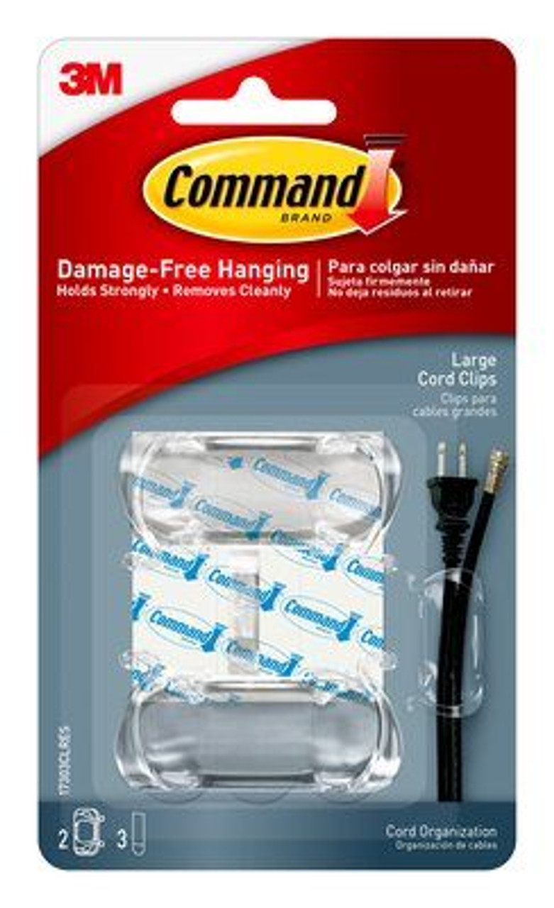  3M Command Clear Large Cord Clips w/Clear Strips, Pack