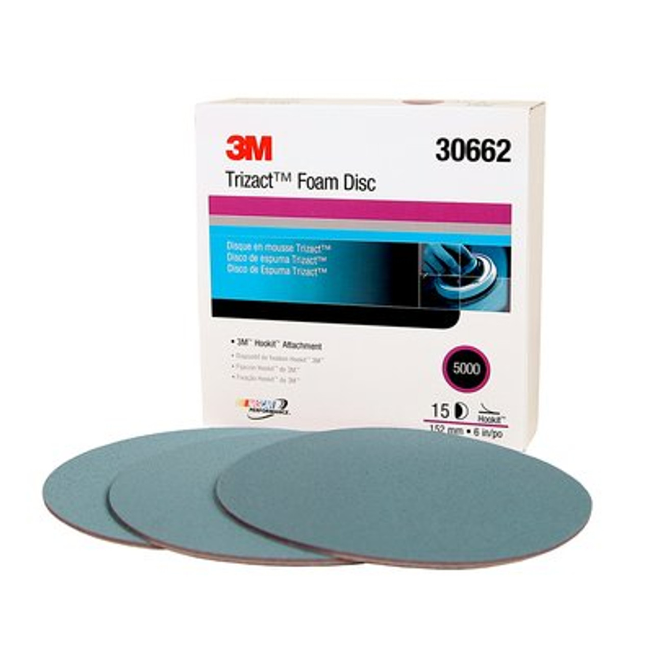 3M™ Hookit™ Trizact™ Foam Disc, 30662, 6 in, 5000, 15 discs per box, 4 boxes per case