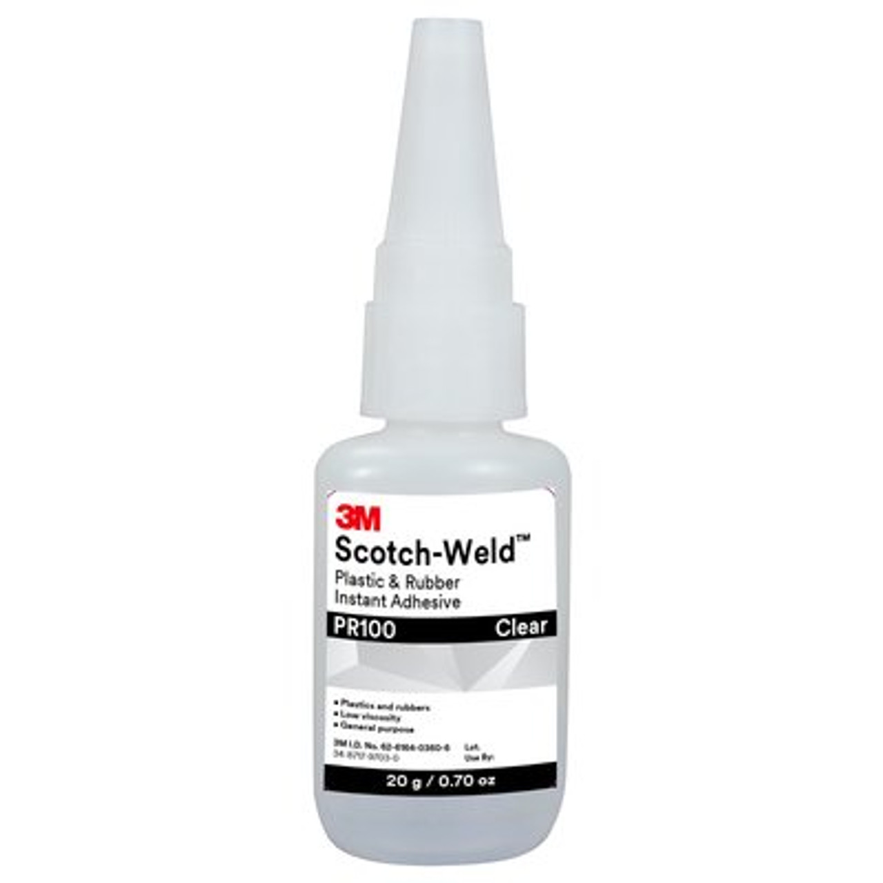 3M™ Scotch-Weld™ Plastic & Rubber Instant Adhesive PR100, Clear, 20 Gram Bottle