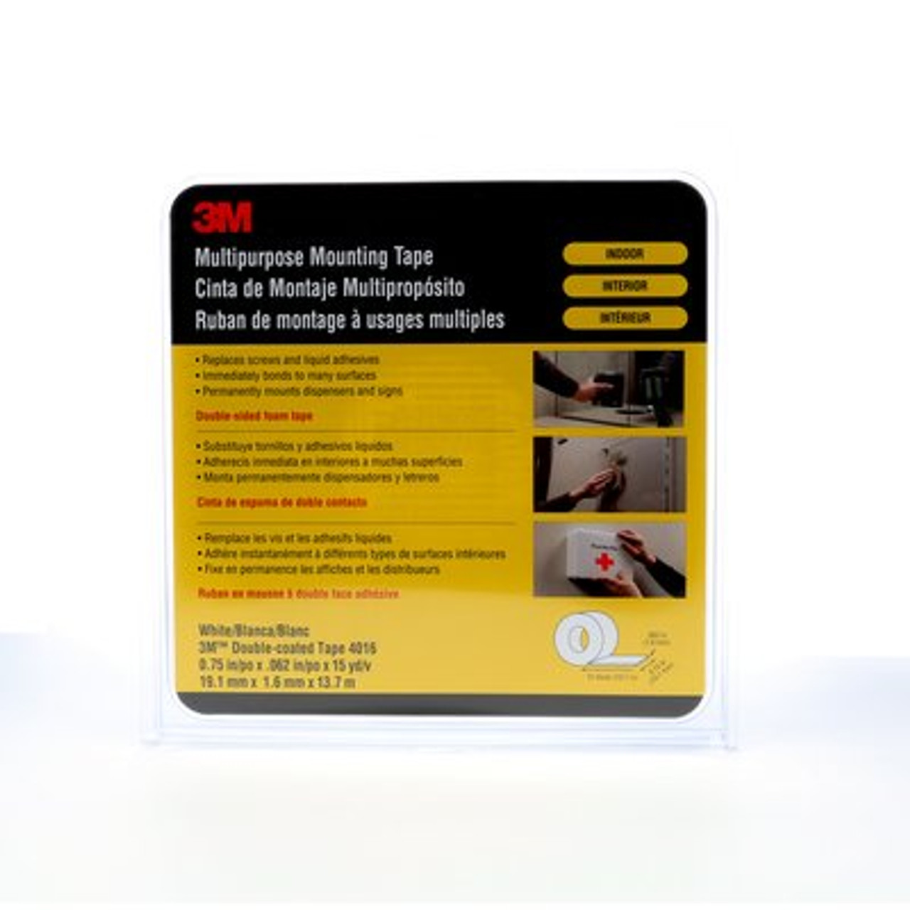 3M™ Multipurpose Mounting Tape 4016, Off White, 3/4 in x 15 yd, 62 mil