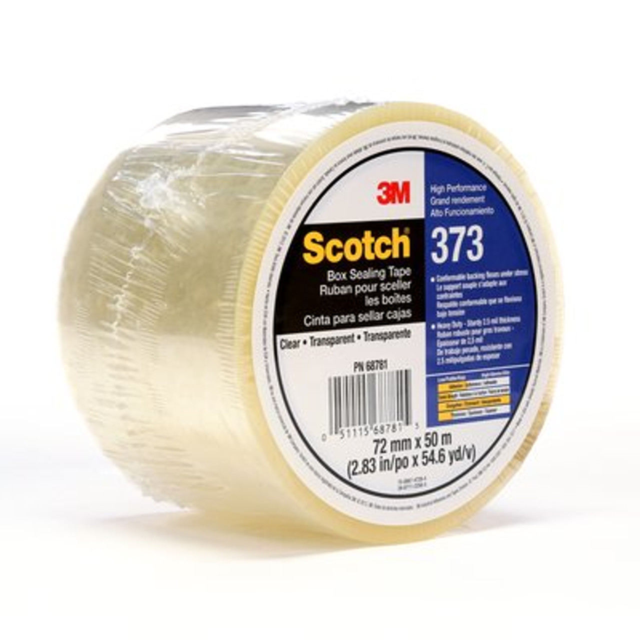 Scotch® High Performance Box Sealing Tape 373 Clear, (3") 72mm x 50m, 24 Individually Wrapped Rolls Per Case, Conveniently Packaged