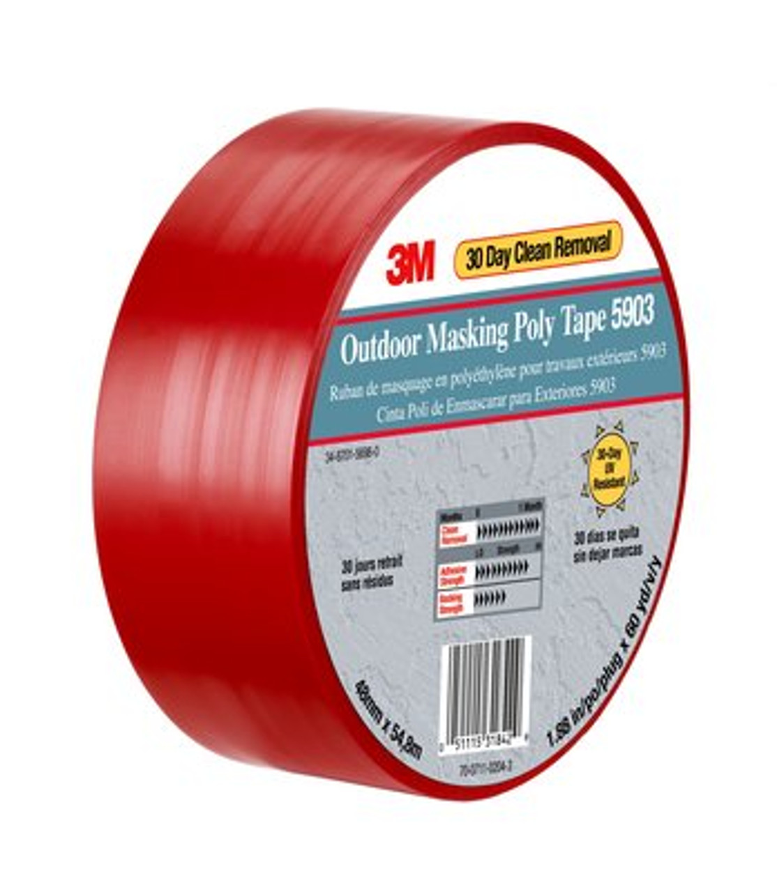 3M™ Outdoor Masking Poly Tape 5903, Red, 50 in x 60 yd