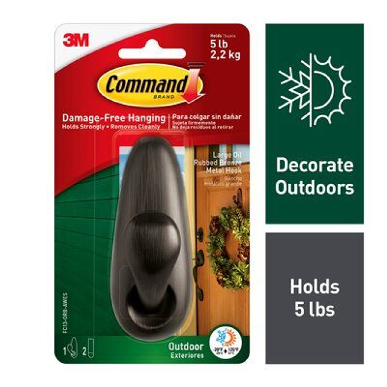 Command Modern Reflections Metal Hook-1 Bronze Hook & 2 Strips