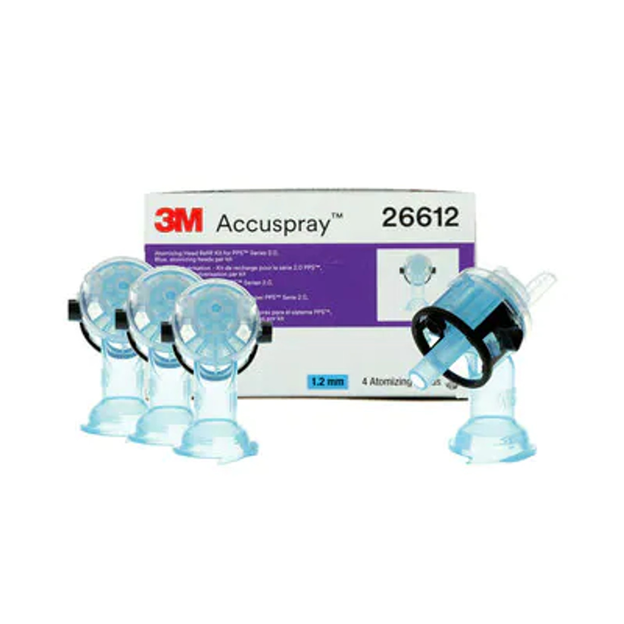 3M™ Accuspray™ Atomizing Head Refill Pack for 3M™ PPS™ Series 2.0, 26612, Blue, 1.2 mm, 4 nozzles per pack