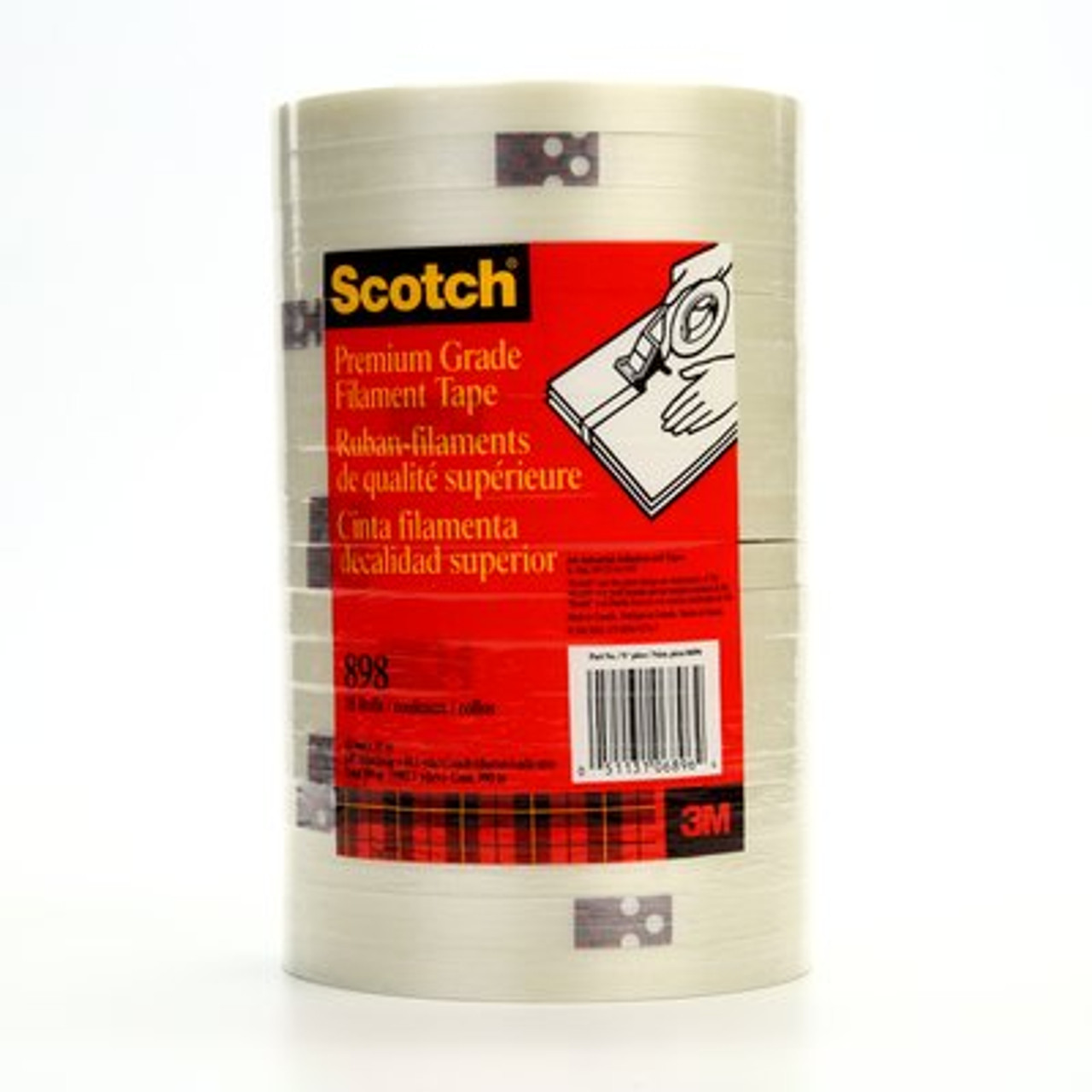 Scotch® Filament Tape 898 Clear, 12 mm x 55 m