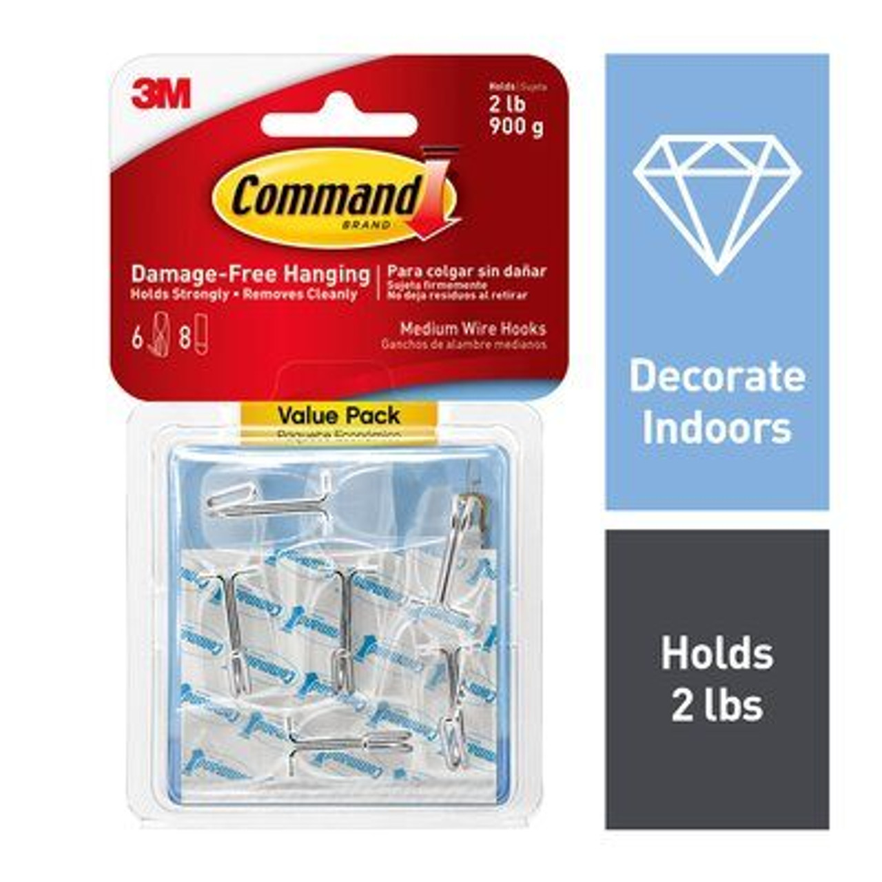 Command™ Clear Medium Wire Toggle Hook Value Pack 17065CLR-6ES