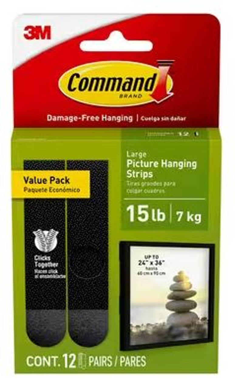 Command™ 15 Lb Black Picture Hanging Strips 17206BLK-12ES, 12 Pairs