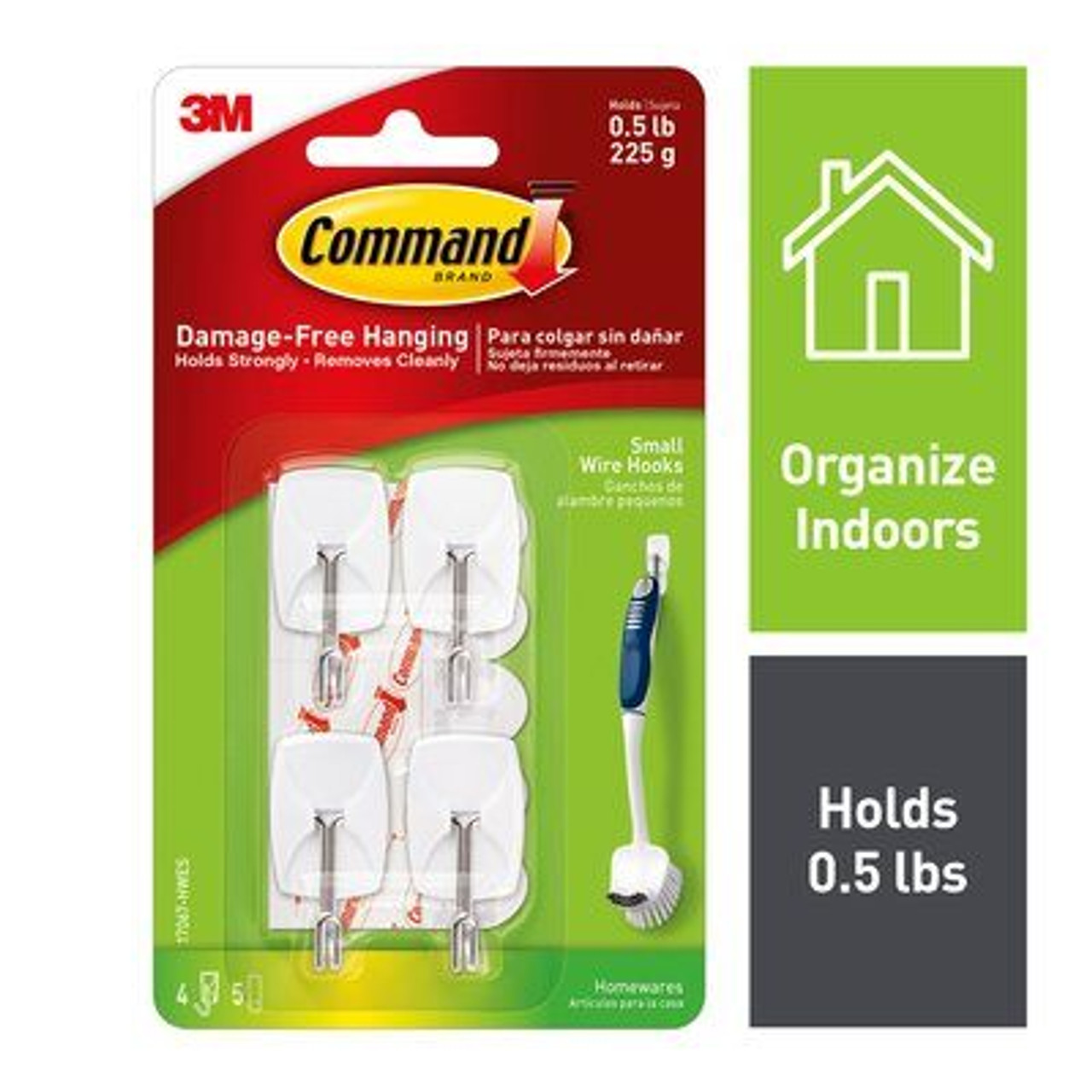 3M Command Utensil Hooks, Clear, 0.5 lb Capacity, Pack of 9