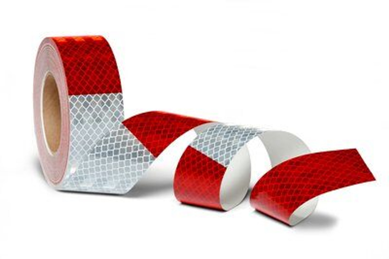 3M™ Flexible Prismatic Conspicuity Markings 913-32 Red/White, DOT, 2 in x 50 yd, kiss-cut every 18 in, 1 per box, 10 per case