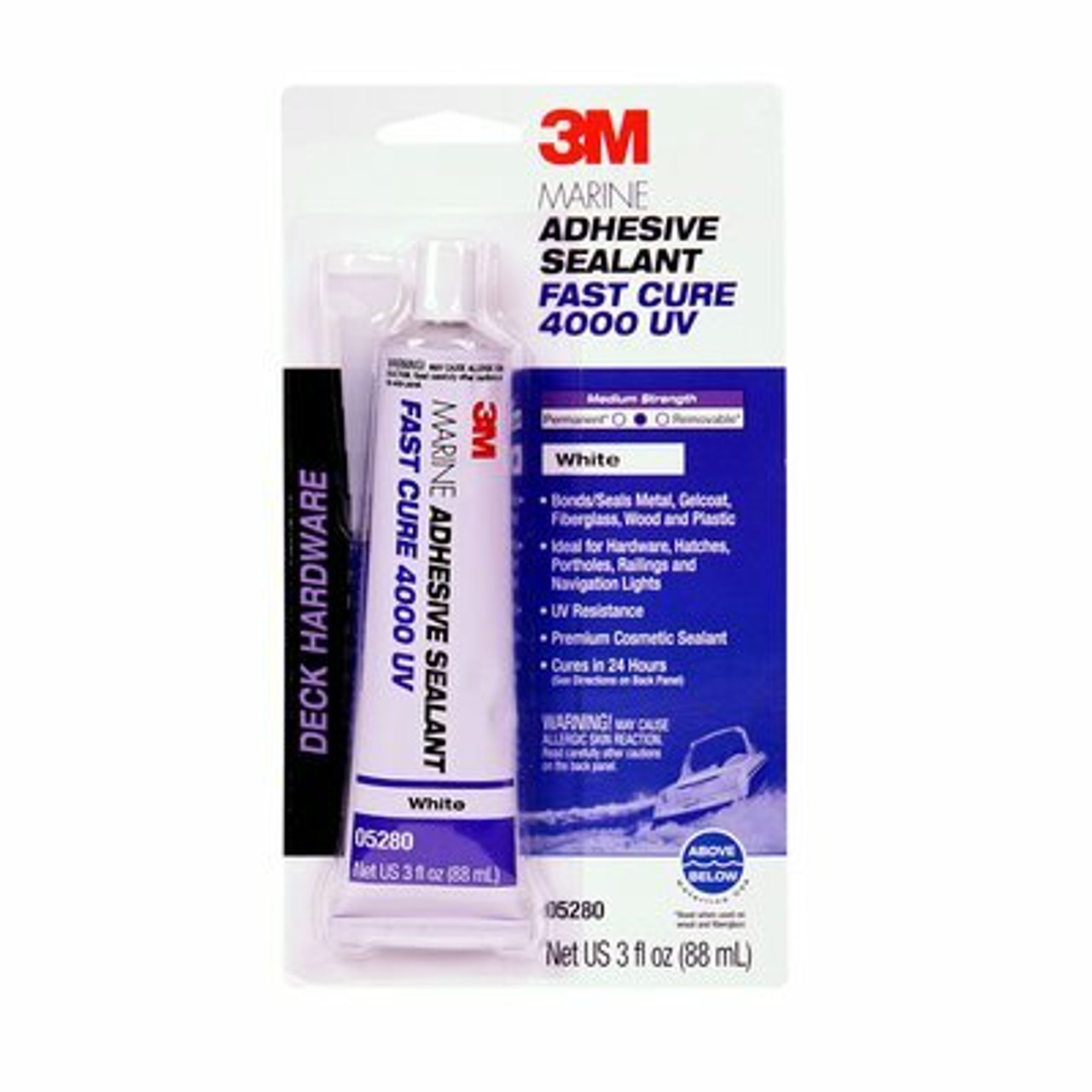 3M™ Marine Adhesive Sealant 4000 UV, Black, 3 oz Tube