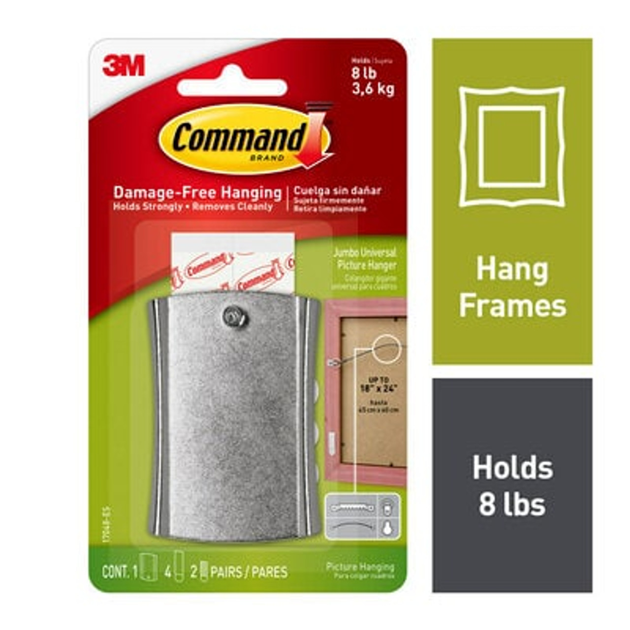 Command™ Jumbo Universal Picture Hanger w/Stabilizer Strips 17048-ES