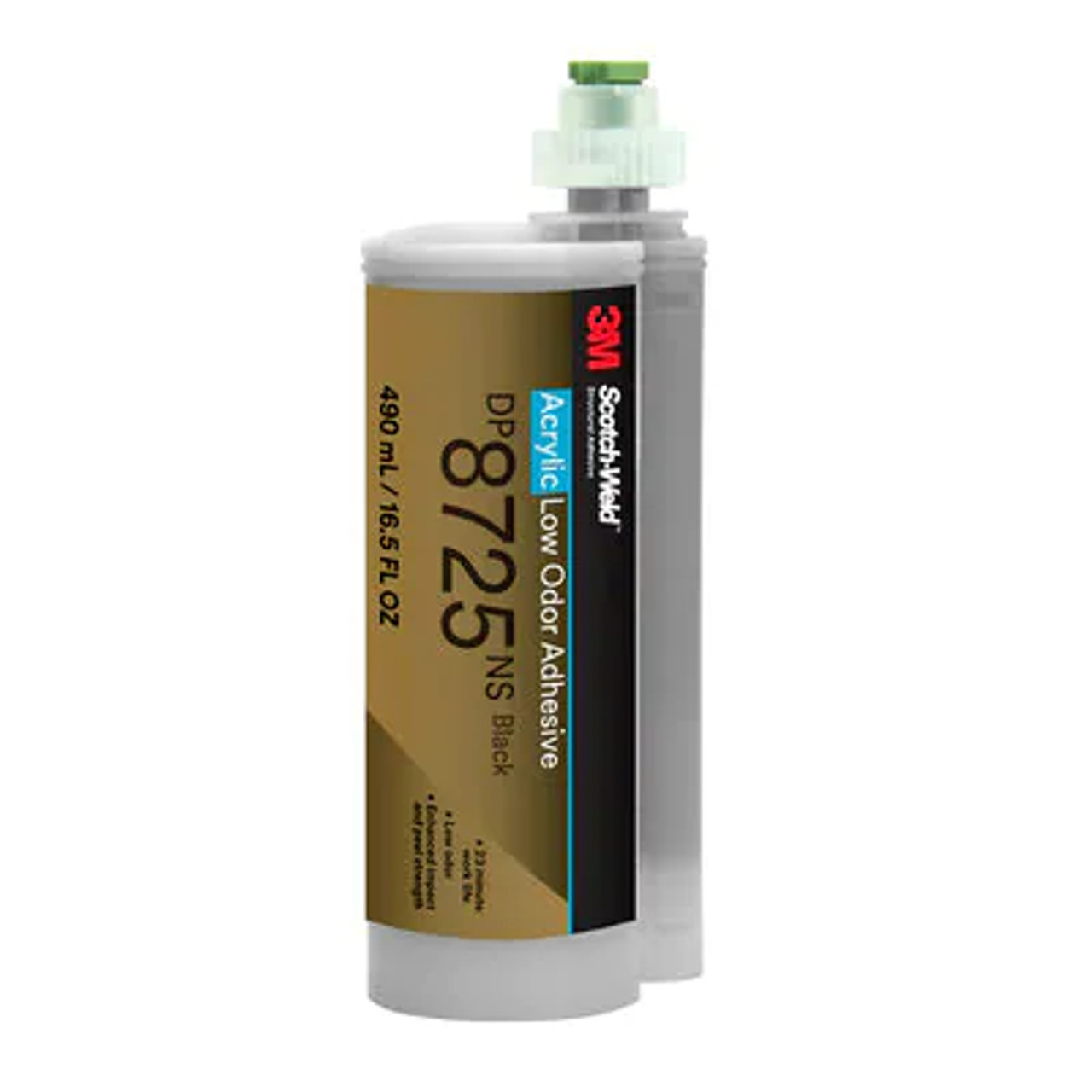 3M™ Scotch-Weld™ Low Odor Acrylic Adhesive DP8725NS, Black, 490 mL Duo- Pak