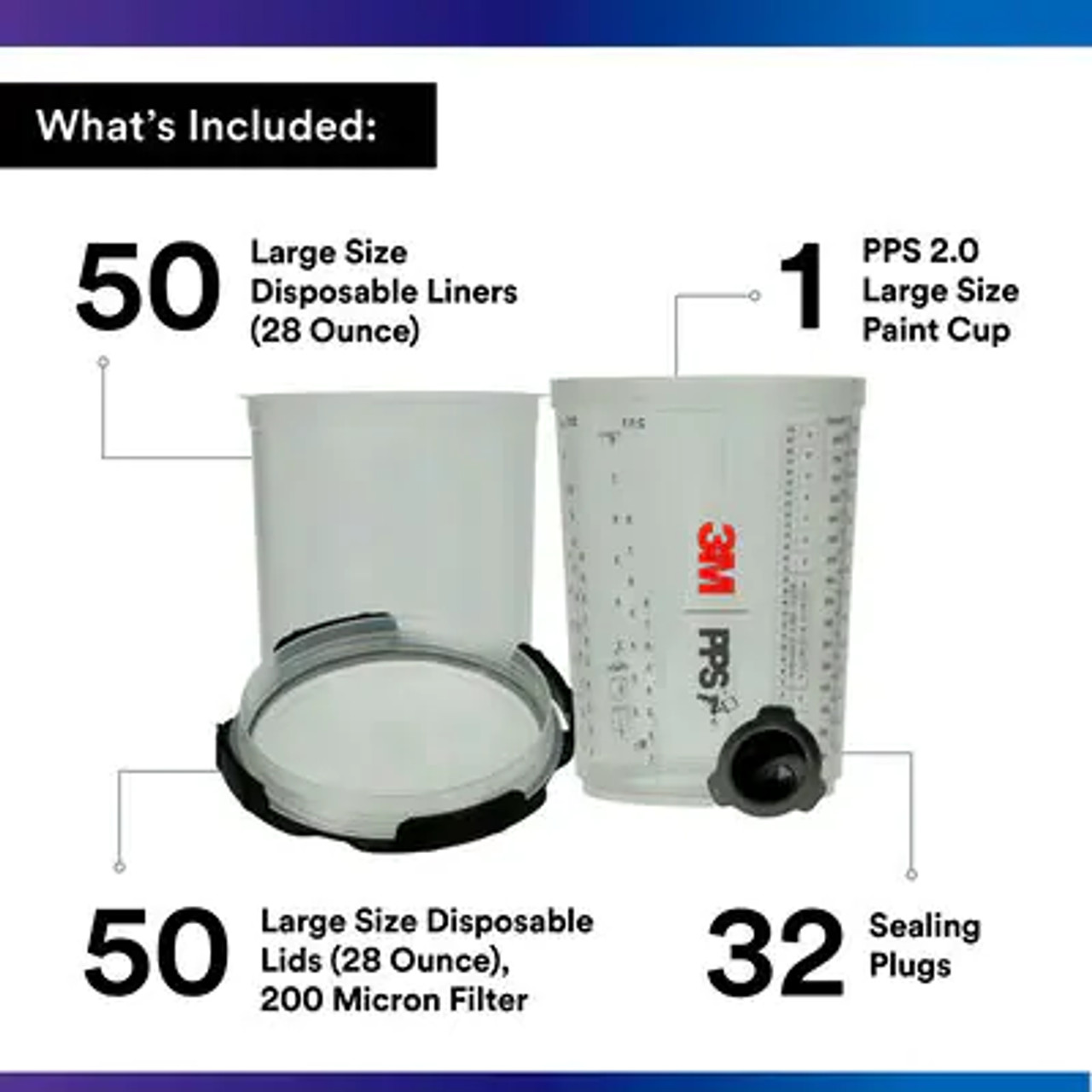 3M™ PPS™ Series 2.0 Spray Cup System Kit, 26024, Large (28 fl oz, 850 mL), 200 Micron Filter