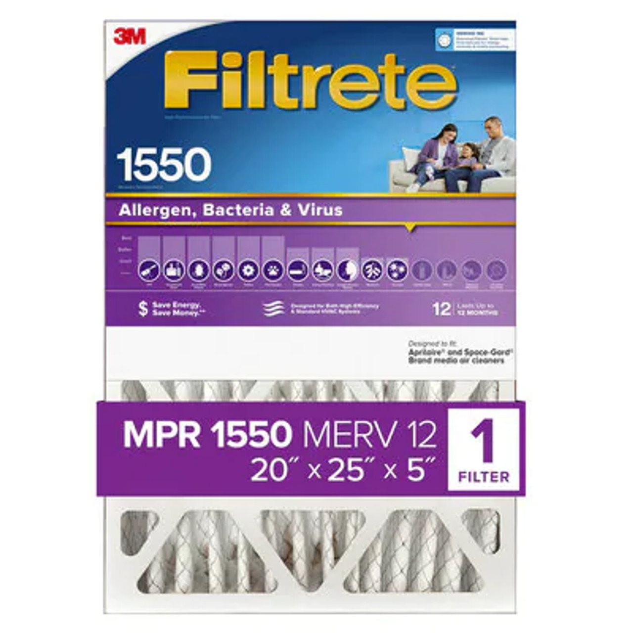 Filtrete™ Ultra Allergen Reduction Deep Pleat Filter NDP03-5IN-2, 20 in x 25 in x 5 in