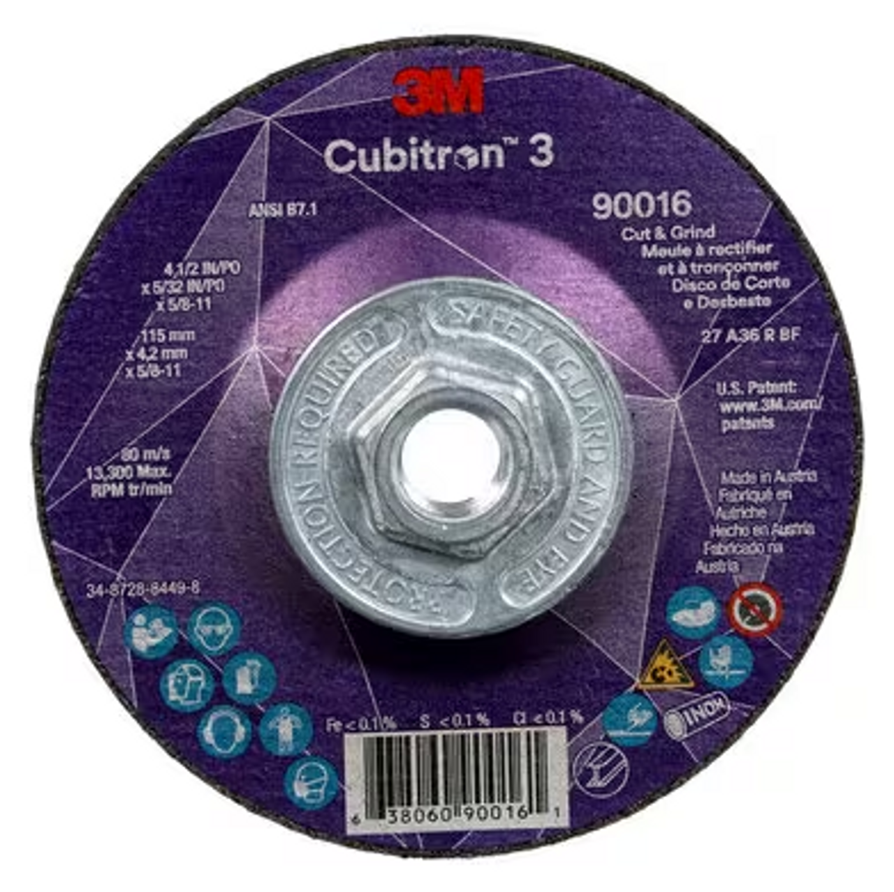 3M™ Cubitron™ 3 Cut and Grind Wheel, 36+, T27,  ANSI