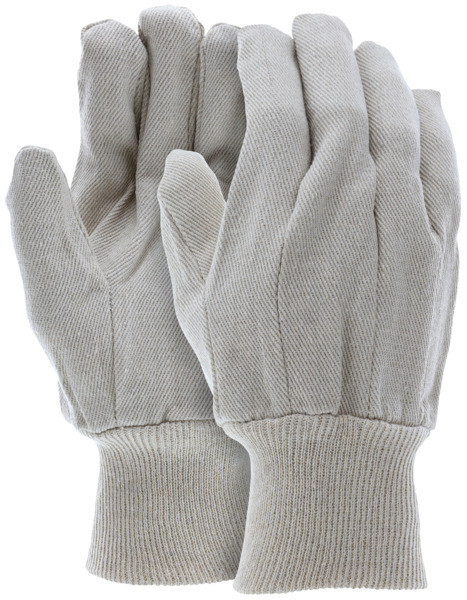 Canvas Work Gloves - Clute Pattern with Knit Wrist - Cotton Polyester Blend - Straight Thumb - 10 Ounce Natural Cotton Canvas Fabric Size Large