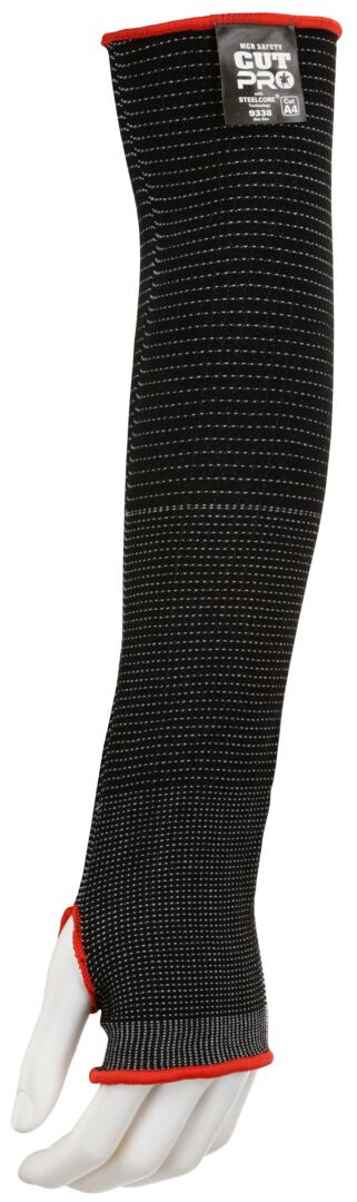 MCR Safety CutPro® - 13 Gauge Steelcore® Fabric - Cut Resistant Sleeves - 18 Inch Length with Thumb Slot - Black Color Hides Dirt and Grime