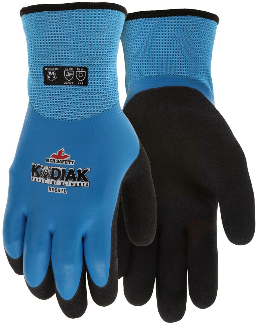 Kodiak® Insulated Work Gloves - 10 Gauge Acrylic Terry Interior - 13 Gauge Polyester Exterior Shell - Sandy Latex Palm Coating