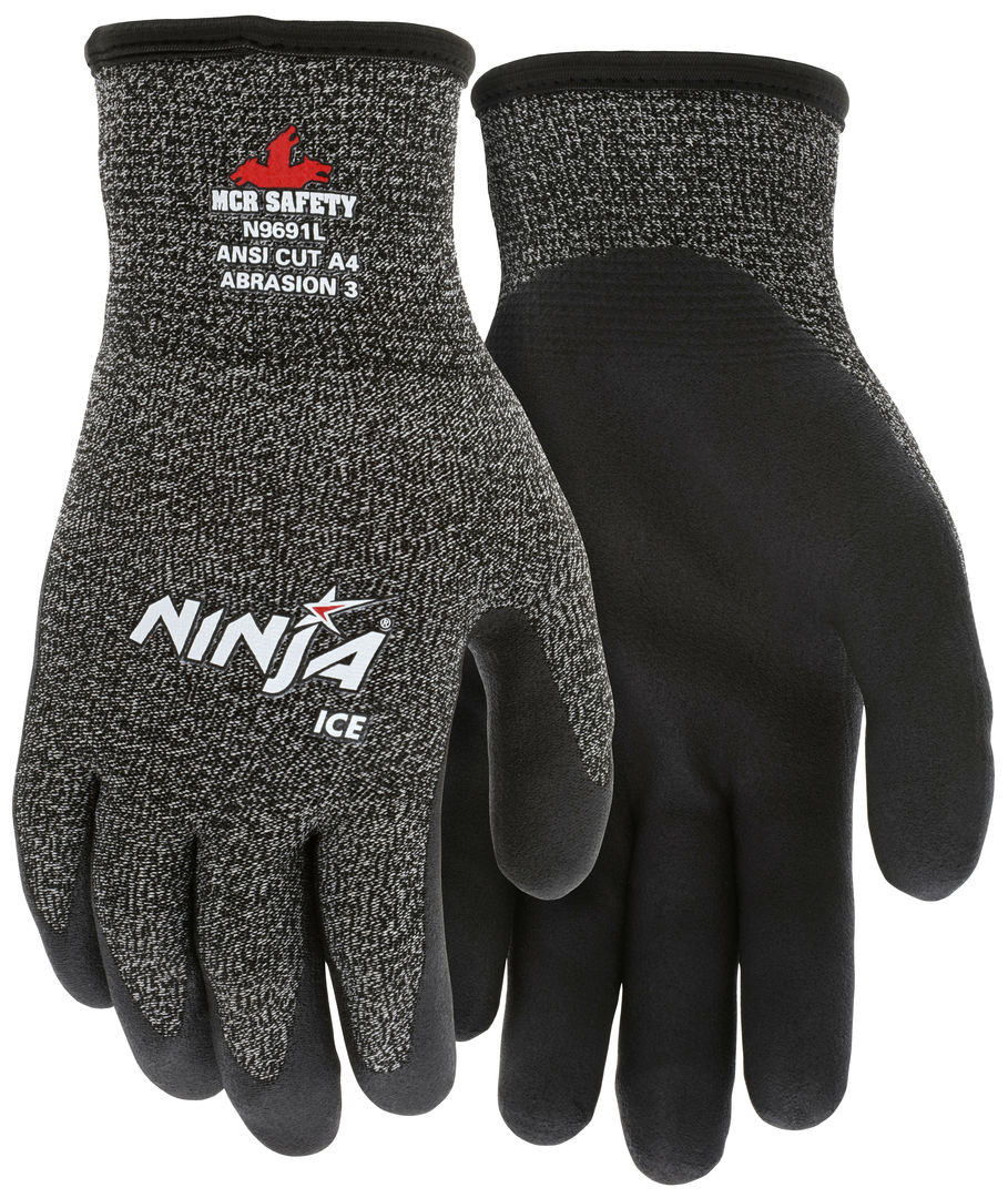Ninja® Ice - Insulated Cut-Resistant Work Gloves -15 Gauge HyperMax® HPPE Shell - 7 Gauge Acrylic Terry Inner Lining - HPT® Coated Palm and Fingertips - Acrylic Terry Liner Keeps Hands Warm while HPT® Repels Liquids for Wet or Dry Grip