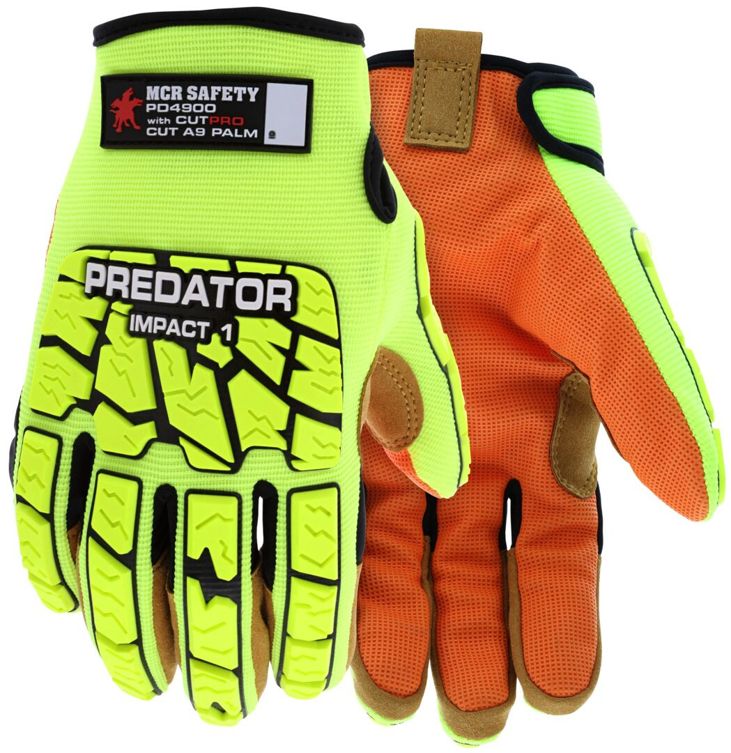 Predator® Mechanics Gloves - Hi-Vis Cut Resistant Work Gloves - Tire Tread TPR on Back, Fingers, and Thumb - Kevlar® Aramid Cut Resistant Palm Liner - Reinforced Thumb Crotch - ANSI/ISEA 105 Level 1 Hypodermic Needle Puncture Resistance Palm