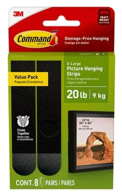 Command™ 20 lb Black Picture Hanging Strips 17217BLK-8ES