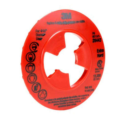 3M™ Disc Pad Face Plate Ribbed 28443, 4-1/2 in Extra Hard Red, 10 per case