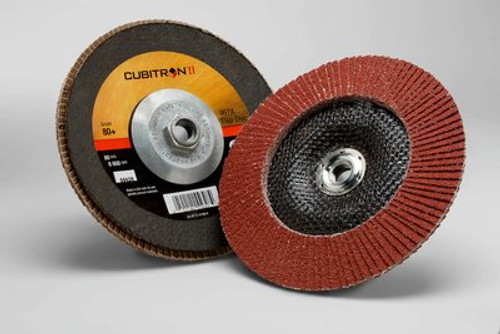 3M™ Cubitron™ II Flap Disc 967A, T29 7 in x 5/8-11 80+ Y-weight 3M™ Cubitron™ II Flap Disc 967A, T29 7 in x 5/8-11 80+ Y-weight