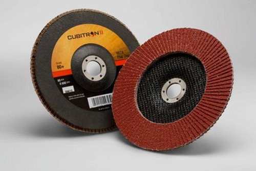 3M™ Cubitron™ II Flap Disc 967A, T27 Giant 4-1/2 in x 7/8 in 80+ Y-weight 3M™ Cubitron™ II Flap Disc 967A, T27 Giant 4-1/2 in x 7/8 in 80+ Y-weight