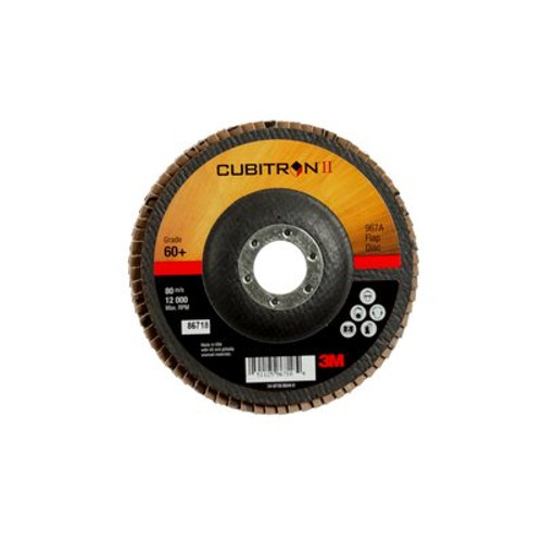 3M™ Cubitron™ II Flap Disc 967A, T27 5 in x 7/8 in 80+ Y-weight 3M™ Cubitron™ II Flap Disc 967A, T27 5 in x 7/8 in 80+ Y-weight