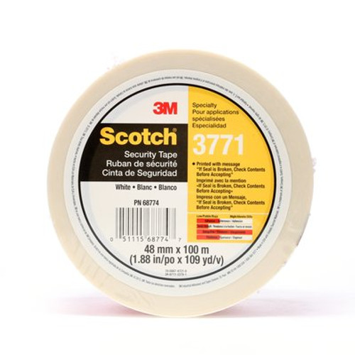 Scotch® Printed Message IF SEAL IS BROKEN CHECK CONTENTS BEFORE ACCEPTING Box Sealing Tape 3771 White, 48 mm x 100 m, 36 Individually Wrapped Rolls Per Case, Conveniently Packaged