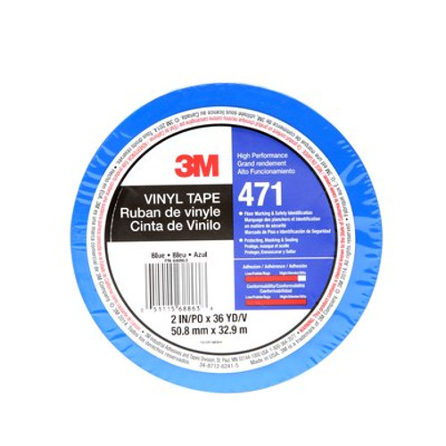 3M™ Vinyl Tape 471, Blue, 1 in x 36 yd, 5.2 mil Individually