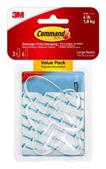 Command Wire Hook with 4 Adhesive Strips, Clear