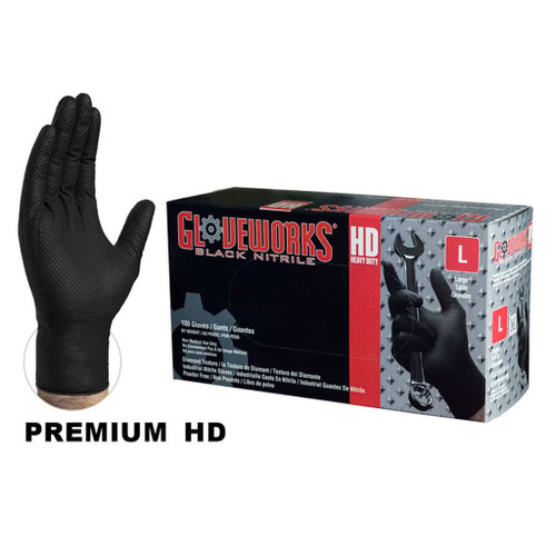 Gloveworks GWBN Heavy Duty 6 Mil Black Nitrile Gloves. Box of 100 Gloves Gloveworks GWBN Heavy Duty 6 Mil Black Nitrile Gloves. Box of 100 Gloves