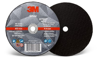 3M™ Silver Cut-Off Wheel 87462, T1, 4 in x .060 in x 3/8 in, 25 50