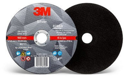 3M™ Silver Cut-Off Wheel 87459, T1, 3 in x .060 in x 3/8 in