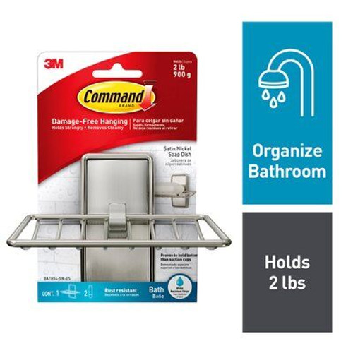 Command BATH31-SN-ES, Heavy Duty Shower, Satin Nickel, 1-Caddy, 1-Prep  Wipe, 4-Water-Resistant Strips, Organize Damage-Free, 0