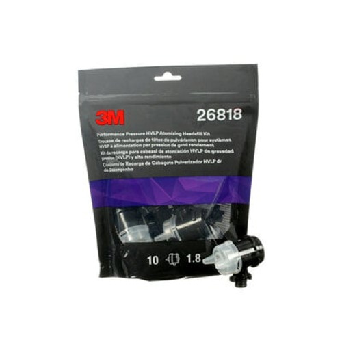 3M™ Performance Pressure HVLP Atomizing Head Refill Kit 26818, Clear, 1.8, 10 pack 3M™ Performance Pressure HVLP Atomizing Head Refill Kit 26818, Clear, 1.8, 10 pack
