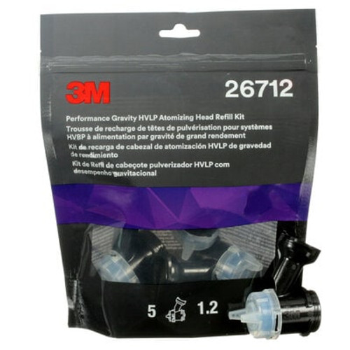 3M™ Performance Gravity HVLP Atomizing Head Refill Kit 26712, Blue, 1.2, 5 pack 3M™ Performance Gravity HVLP Atomizing Head Refill Kit 26712, Blue, 1.2, 5 pack