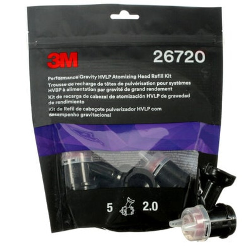 3M™ Performance Gravity HVLP Atomizing Head Refill Kit 26720, Red, 2.0, 5 pack 3M™ Performance Gravity HVLP Atomizing Head Refill Kit 26720, Red, 2.0, 5 pack