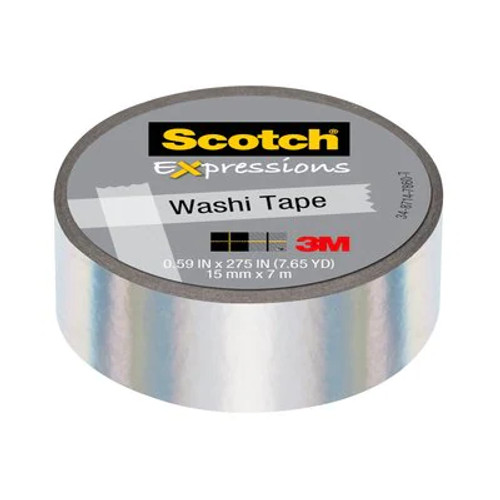 Scotch® Expressions Washi Tape, C714-WHT, 0.59 in x 275 in (15 mm x 7 m), Iridescent White Scotch® Expressions Washi Tape, C714-WHT, 0.59 in x 275 in (15 mm x 7 m), Iridescent White