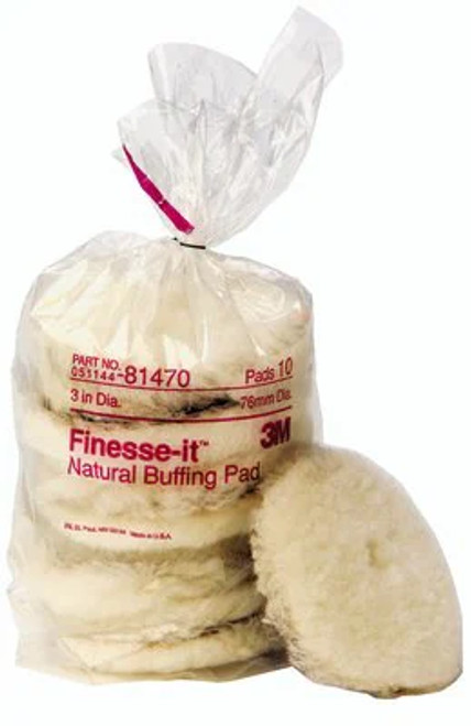 3M™ Finesse-it™ Natural Buffing Pad, 81470, 3 in, 10/Bag