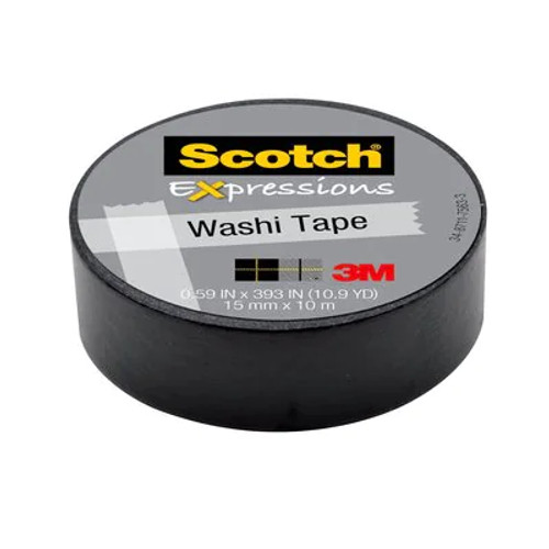 Scotch® Expressions Washi Tape C314-BLK, .59 in x 393 in (15 mm x 10 m) Black Scotch® Expressions Washi Tape C314-BLK, .59 in x 393 in (15 mm x 10 m) Black