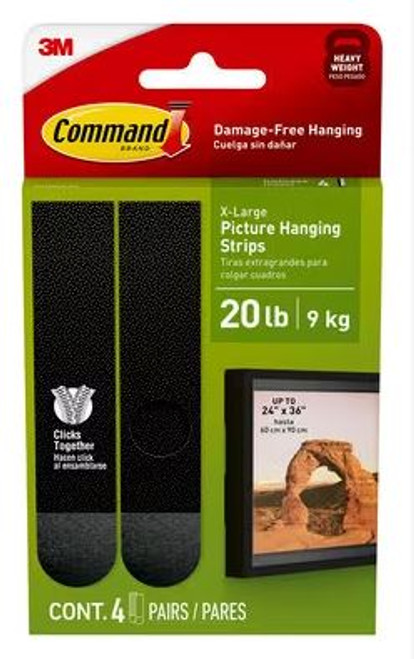 Command™ 15 Lb Black Picture Hanging Strips 17206BLK-12ES, 12 Pairs