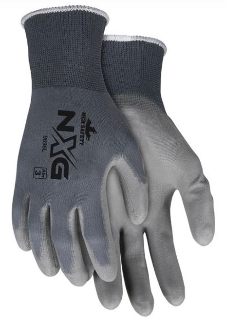 MCR Safety NXG­® Work Gloves 13 Gauge Gray Nylon Shell Gray PU Coated Palm and Fingertips