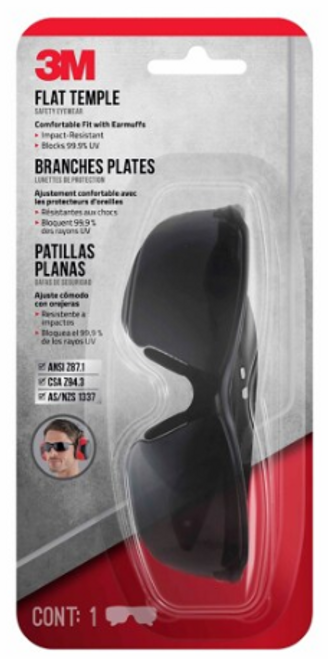 3M™ Flat Temple Eyewear Anti-Scratch 47011H1-DC, Black/Red, Gray Lens