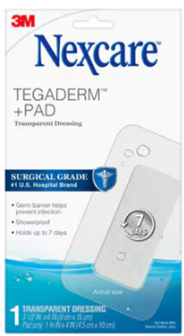 Nexcare™ Tegaderm™ + Pad Transparent Dressing W3589, 3 1/2 in x 6 in Nexcare™ Tegaderm™ + Pad Transparent Dressing W3589, 3 1/2 in x 6 in
